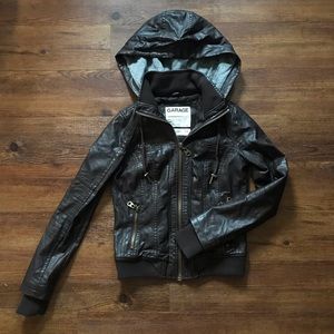 Faux Leather Bomber Jacket